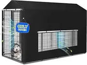 gaconso Dog Kennel Cover Large Shade Outdoor Playpen Cover Fully Enclosed Outside Waterproof Dog Crate Cover with Anti-UV Mesh Window and Clear Pannel for Viewing (Cover only Patent Design)