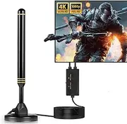 TV Antenna-TV Antenna Indoor/Outdoor HD Digital TV Antenna with Signal Amplifier 400+ Miles Indoor Outdoor Antenna Magnetic Base VHF UHF Amplified Digital Antenna for TV Receiver