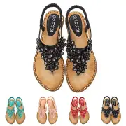 Women's Spring And Summer Beads Fashion Bohemian Style Flat Sandals