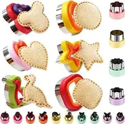 20Pcs Sandwich Cutter and Sealer Set for Kids, Stainless Steel Uncrustable Sandwich Maker Decruster Cookie Cutters Fruit Vegetable Cutter for Boys Girls Adult Lunch Bento Box with Heart Square Mouse Dinosaur Star Circle Shapes, etc