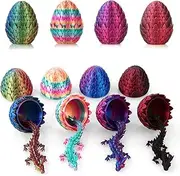 4-Piece 3D Printed Dragon Egg Set , Magic Gradient Colors & Articulated Crystal Dragon , Surprise Egg,Portable Artisan Storage for Collectors