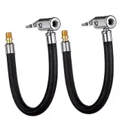 2 PCS Locking Air Chuck with Air Hose and Standard Tire Valve Fine Thread, Air
