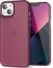 LoeoeL for iPhone 13 Mini Case Clear Matte, Frosted Translucent Thin Slim Protective Phone Case for Women Men, Shockproof Hard Plastic & TPU Silicone Non-Slip Bumper, Burgundy Fall
