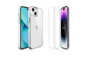 iCoverLover For iPhone 15 Case + 2 Tempered Glass Screen Protectors Clear