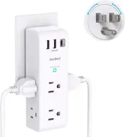 Surge Protector Outlet Extender with Rotating Plug - 6 AC Multi Plug Outlet wit