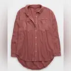 Aerie Women’s Anytime Fave Waffle Oversized Shirt Color Lets Mauve Sz L