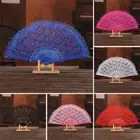 1PC Hollow Lace Embroidery Flower Hand Held Dance Fan Wedding Party Folding Fans