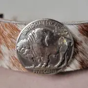 Junk Gypsy Buffalo Coin Cowhide Cuff Bracelet NWT