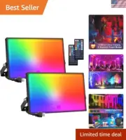 2 Pack RGB LED Flood Light 800W Equivalent, 100W Color Changing Floodlight wi...