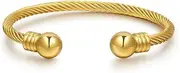 [Generic] Stainless Steel Golden Silver Twisted Cable Bracelet Adjustable Cuff Bangle Bracelets For Women