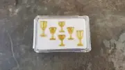 Dollhouse Miniature Stemware Amber Fancy x6 plastic 1:12 Scale Glasses Chrysnbon