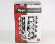 New Parini Stainless Steel 17pc Kitchen Carousel Glass Jars Spice Rack Organizer