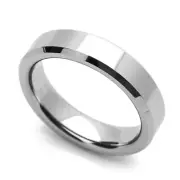 5MM Comfort Fit Tungsten Carbide Wedding Band Beveled Edges Classic Flat Ring
