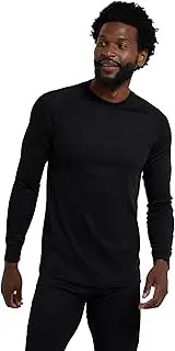 [Mountain Warehouse] Talus Mens Thermal Baselayer Top - Quick Drying Jumper, Easy Care, Long Sleeves, Sweater, Breathable, Lightweight & High Wicking, Black, S