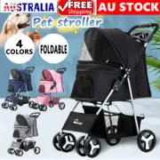 Pet Stroller Dog Cat Large Carrier Travel Pushchair Foldable Pram 4 Wheels AU