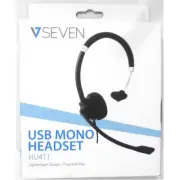V7 HU411 DELUXE MONO USB HEADSET W/MIC USB-A 1.8M CABLE W/CTRL BLACK