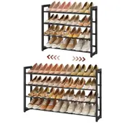 4-Tier Expandable Shoe Rack, Adjustable Shoe Shelf Storage Organizer Space Sa...
