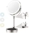 10" Makeup Mirror with Light, 12X/1X Lighted Magnifying Mirror, Angle Adjustable