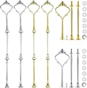 Cake Tray Stand Handle 6 Set, 3 Tier Cake Stand Fittings Hardware Holder for Cupcake Dessert Platter Stand, Gold and Silver