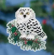 DIY Mill Hill Snowy Owlet Owl Christmas Counted Cross Stitch Magnet Kit