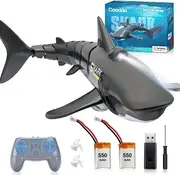 2.4G Remote Control Shark Toy 1:18 Scale High Simulation Shark Shark for Swimming Pool Bathroom Great Gift RC Boat Toys for 6+ Year Old Boys and Girls