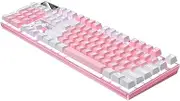 FUNNETOYU Wireless Pink Keyboard RGB Luminous Ergonomic Design 104 Key Powered Gaming Keyboard