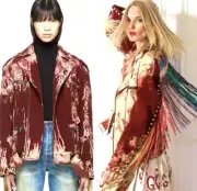 13K New Gucci 2017 Tie Dye Red Leather Biker Jacket 38 40 42 2 4 6 8 Coat S M L