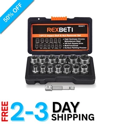 Durable Bolt and Nut Remover Set with 1 Hex Adapter - Organized Storage Case