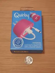 Quirky POWERCURL Cord Wrap For Apple iPhone iPod iPad USB Cable Adaptor PINK NIB