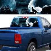 147x46cm Car Truck Sticker Wolf howling Moon Rear Window Tint Graphic Decal Wrap (for: Subaru)