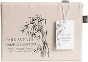 Park Avenue 500 Thread Count Bamboo Cotton Fitted Sheet and Pillowcase Set, Dove, Long Single