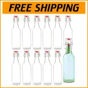 Reusable 12oz Clear Glass Bottles with Flip Caps - Ideal for Home Brew Lovers