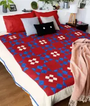 Graphic American Made Patchwork Unique pattern - FINISHED QUILT - VERY NICE