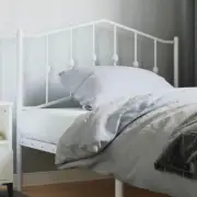 Metal Headboard White King Single 107 cm Stylish Bedroom Decor Modern Design