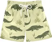 [RPLIFE] Boys Trunks, Swim Trunks Toddler Boys 2T, Alligators Yellow