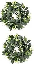 LIFKICH 2pc Eucalyptus Wreath Decorative Garland Hanging Wreath Ornament Artificial Eucalyptus Pendant