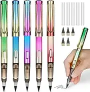 Ainiv Inkless Pencil with Eraser - 5 Sets Infinity Pencil, Reusable with Extra 5 Eraser & 5 Replaceable Nibs for Home, Office & School Writing, Drawing