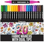 Zenacolor 20 Fabric Markers with Dual Tips - Vibrant Colors Fabric Markers Permanent for Clothes - Fine and Chisel Point Fabric Paint