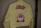 Embroidery Kirby With Mask Yellow Crop Oversized Jacket