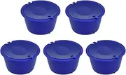 Reusable Coffee Capsules, 5Pcs Refillable Coffee Pods, 50ml Coffee Filter Cup Compatible for Nescafe Dolce Gusto Machine with Measuring Spoon(Deep Blue)