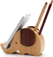 Wooden Cell Phone Stand Elephant Phone Holder Animal Phone Stand,desk Decoration Wood Elephant Pen Holder, Gift Ideas For Women And Men