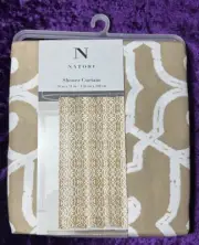 Natori Shower Curtain Panel Ironwork Beige White 70" x 71" NIP