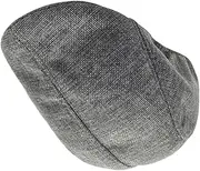 [COLLBATH] Unisex Flax Beret Hat Men's Women's Newsboy Cap for Chemo Sun Protection Peaked Driving Hat (Grey)