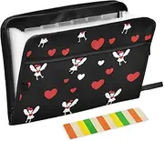 Accordion Folder 13 Pockets A4 Letter Size with Zipper Closure for Document Storage Cupid Love red Valentine's Day carpeta de