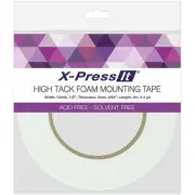 X-Press It High Tack Foam Mounting Tape 12mm x 2mm x 4m, 1/2"x4.4yd double-sided