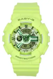 Casio Baby-G Analog Digital Green Dial Resin Strap BA-110YK-3A 100M Ladies Watch