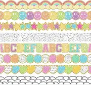 FYSUIMU 82 Ft Colorful Groovy Bulletin Board Borders 72Pcs Boho Border Trim Self-Adhesive Back to School Bulletin Board Stickers for Classroom Office Chalkboard Party Decor