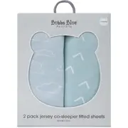 2PK Bubba Blue 55x84cm Nordic Jersey Co-Sleeper Fitted Sheet Baby 0-12m Sky/Mint