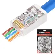AvesView CAT6 RJ45 Pass Through Connectors (Ethernet Cable Connectors) - 100 QTY