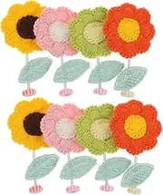 FUNOMOCYA 8pcs Miniature Flower Decoration Shaking Head Adornment for Car Dashboard Cute Knitted Spring Flowers for Home Party and Wedding Decor Creates Cheerful Atmosphere